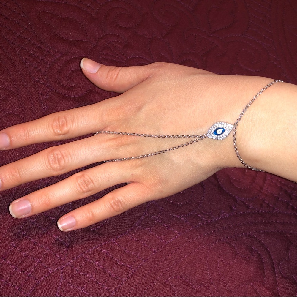 Silver Evil Eye Finger Bracelet